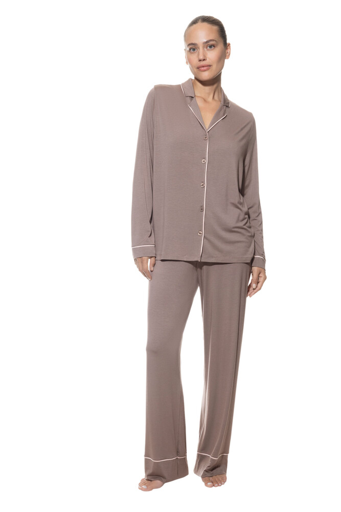 Mey Serie Pure Chic Pyjama-Anzug Milk'n Coffee
